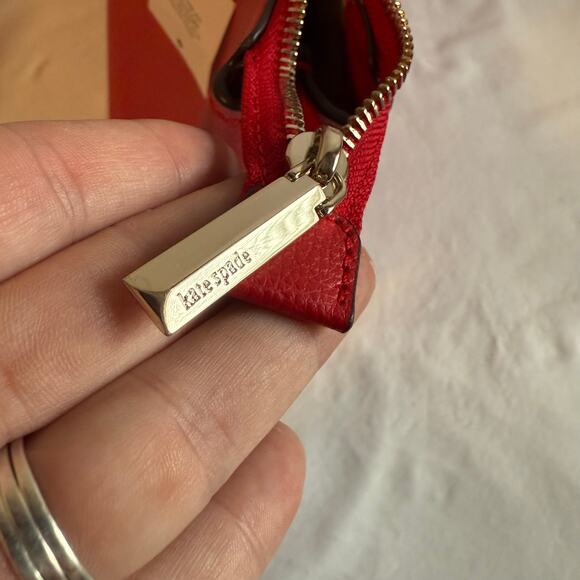 NWT Kate Spade Bright Red Crossgrain Leather Large Laptop All Day Zip Top Tote - Picture 6 of 16